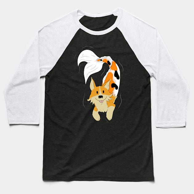 Aquacorgi Koi Boi Baseball T-Shirt by Dave